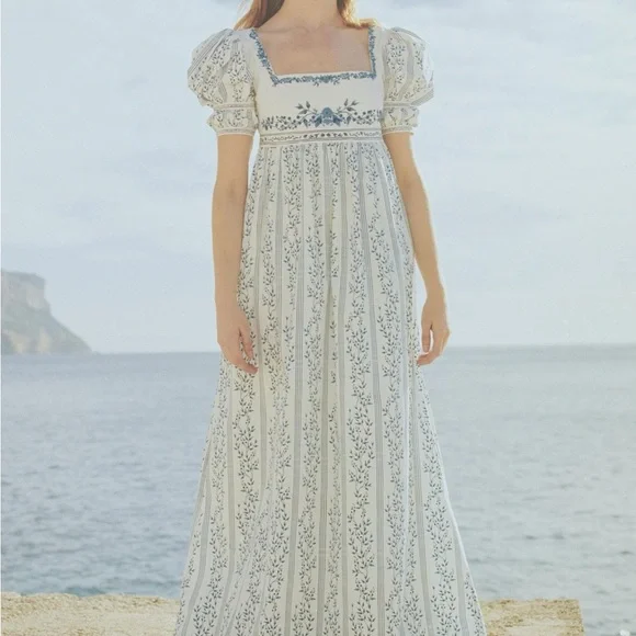 Agua by Agua Bendita Pistacho grosellas-printed poplin dress maxi floral - Picture 2 of 12